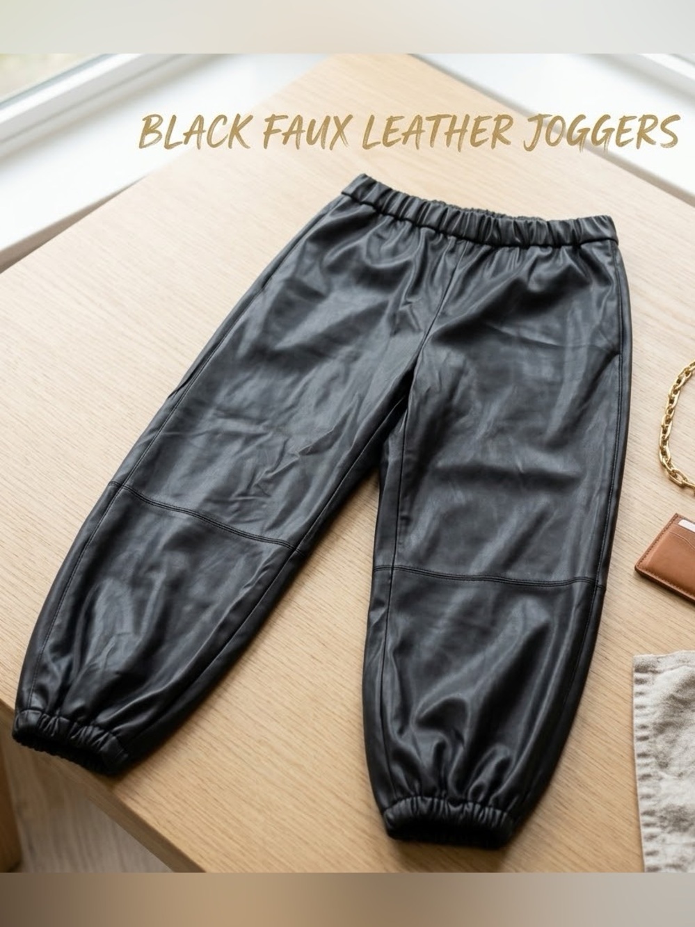 ZARA Faux Leather Joggers – Size L – New With Tags